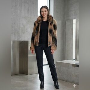 Stylish Fur Reversible Jacket with Black Accents